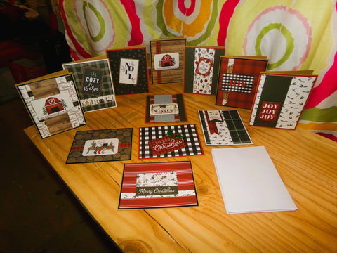 Set of 12 Handmade "Cozy & Warm" Christmas Cards