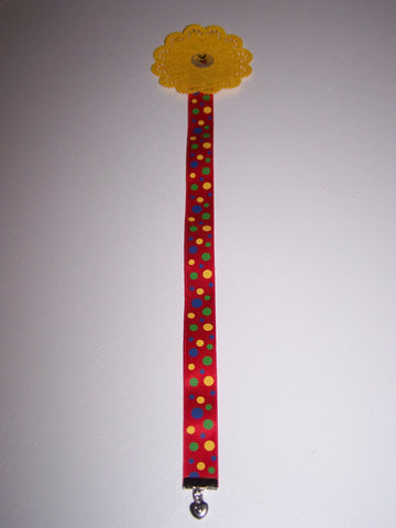 Yellow smiley flower dot ribbon bookmark