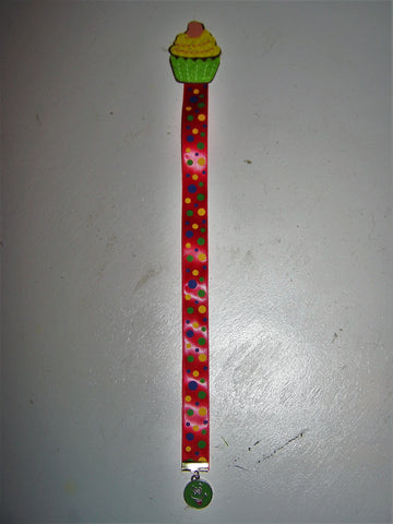 yellow/green cupcake & green smiley face bookmark