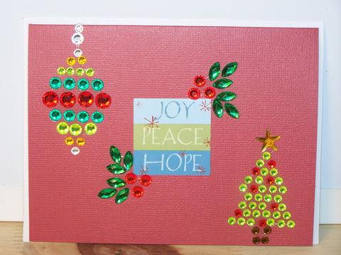 Joy Peace Hope Bling Holiday Card