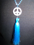 21" Beaded Necklace (Peace Sign) with Tassel