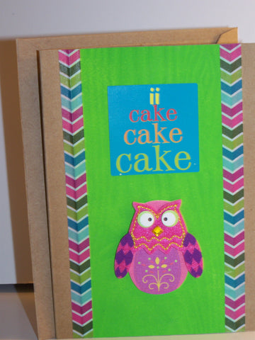 Cake Cake Cake Owl Birthday Card