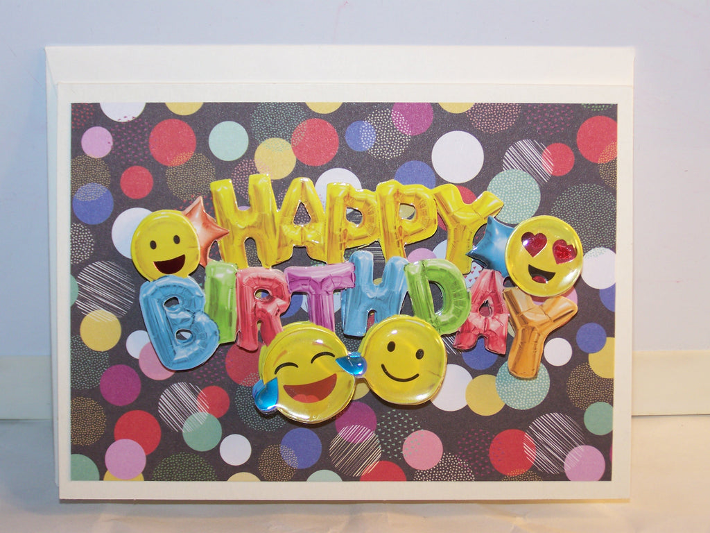Happy Birthday Emoji Balloons - Birthday Card