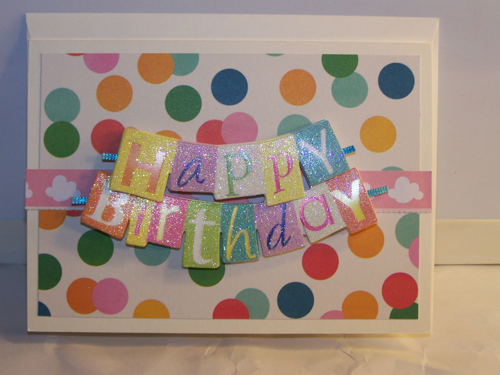 Glitter Banner Happy Birthday Card