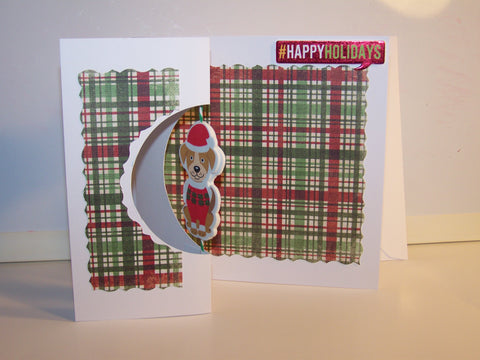 Square #Happy Holidays Spinning Santa Dog Card