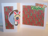 Square Merry Christmas Spinning Dog With Reindeer Ears Card