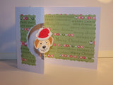 Square Merry Christmas Spinning Dog With Santa Hat Card